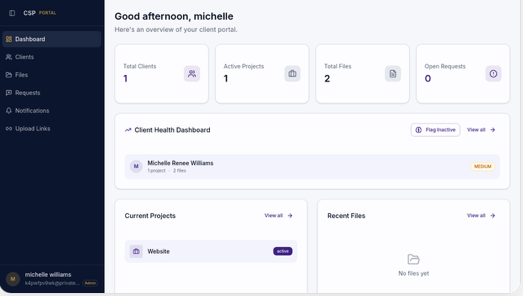 Client Portal homepage preview