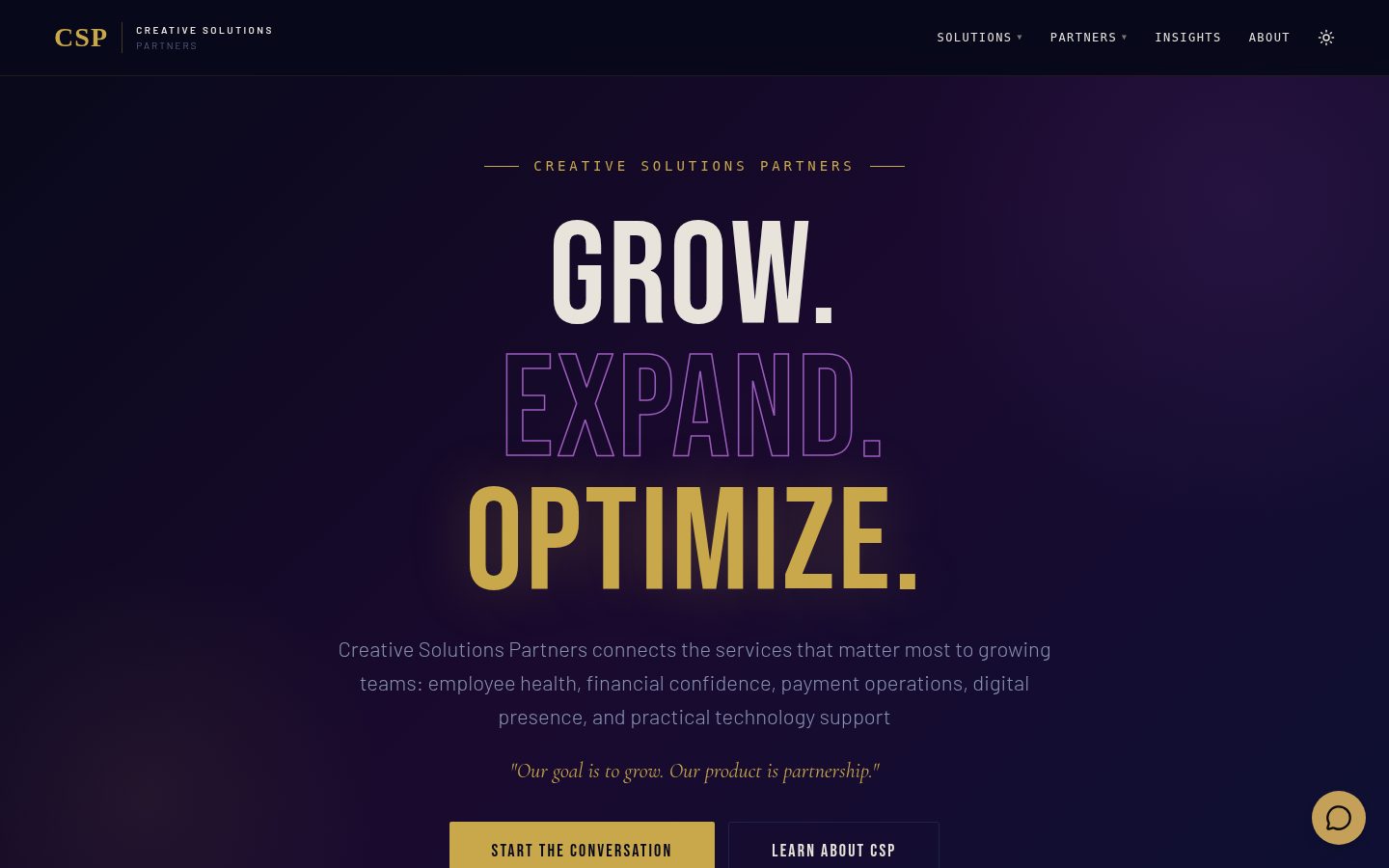 Creative Solutions Partners homepage preview